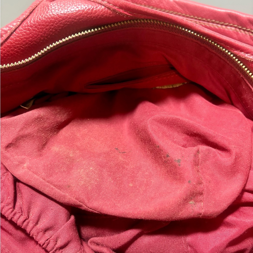 THE SAK Punch Red Pebbled Leather Tote Shoulder Bag - Picture 9 of 10